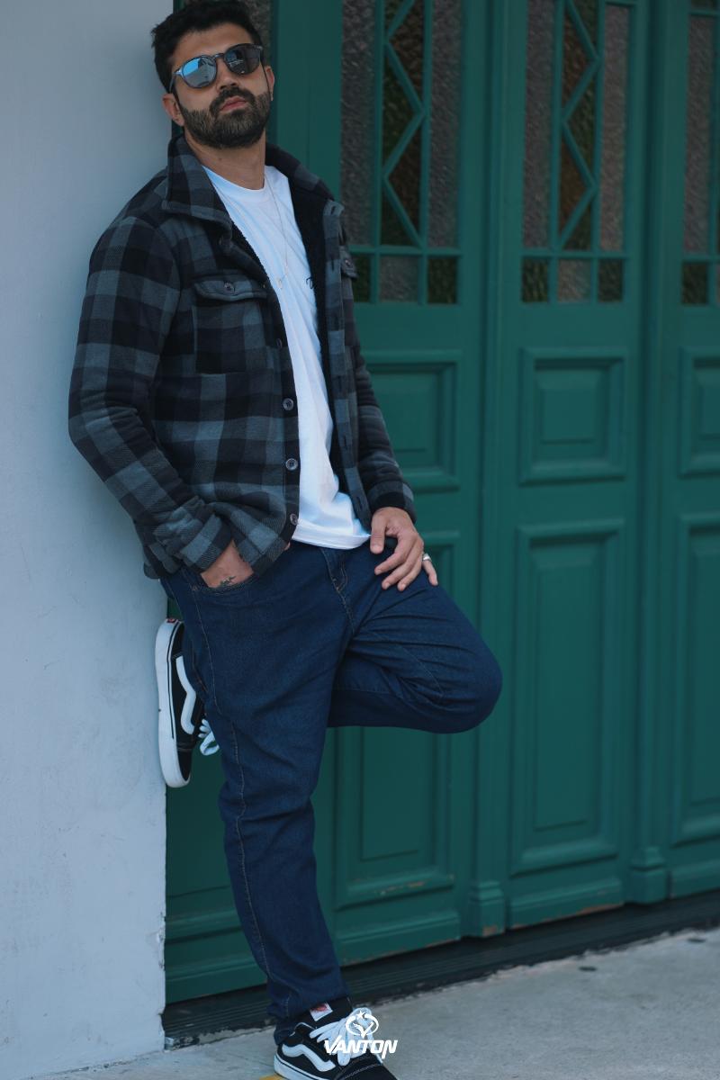 Calça Jeans Sobretudo Masculino Xadrez Jaqueta Xadrez Sherpa Soft